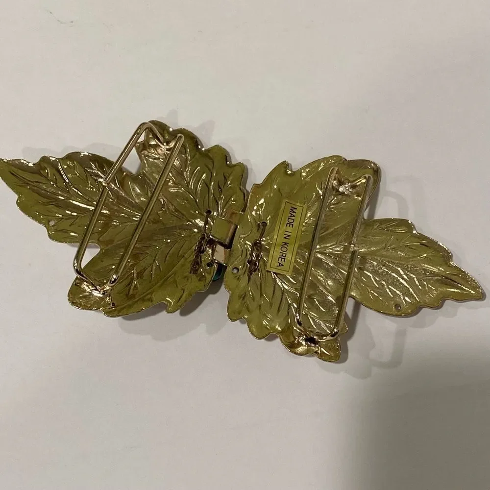 Vintage Leaf Belt Buckle with Beads
